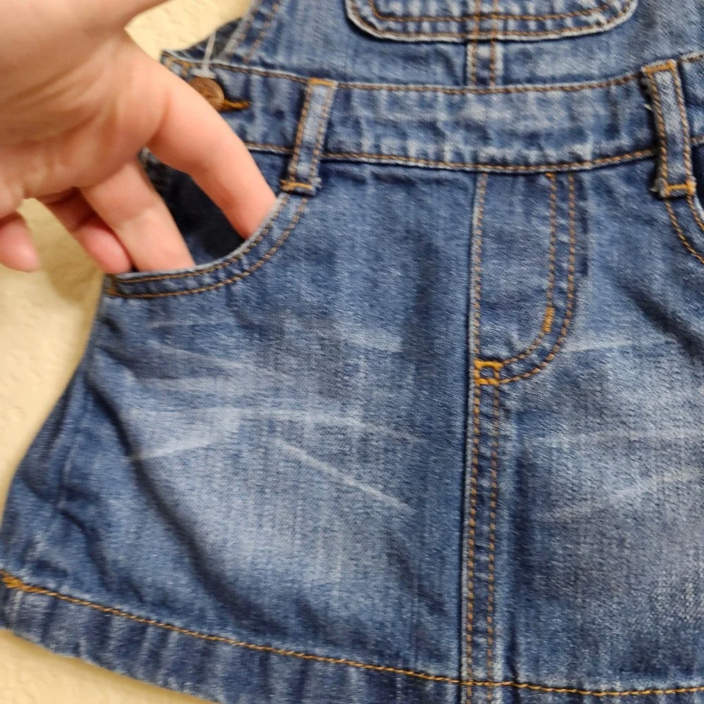 OshKosh Bgosh Baby 12M‎ Blue Jean Denim Overall Dress Jumper Dress Vestbak